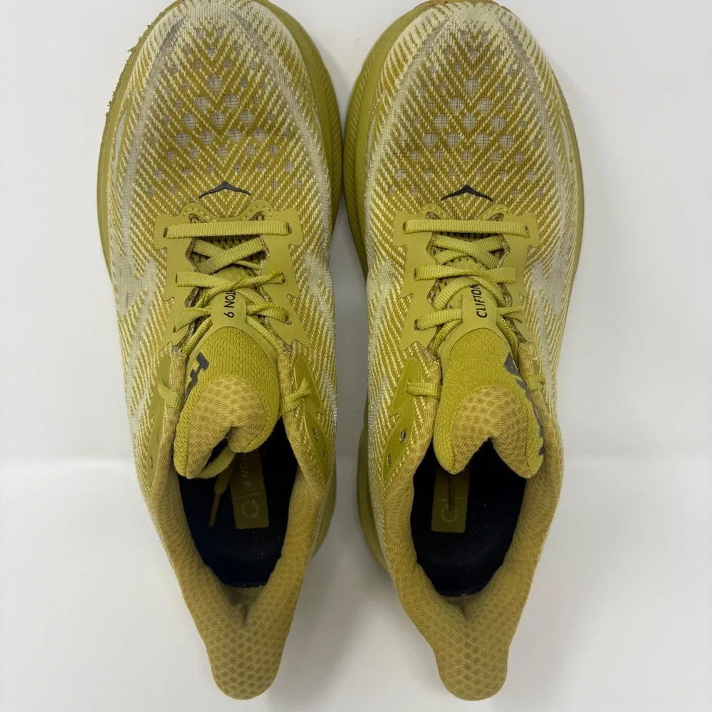 Hoka Clifton 9 Mens Size 9 Yellow Black Athletic Running Shoes Sneakers